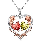 Gifts for Girlfriend I Love You Birthstone Necklace 18k White Gold Plated Heart Pendant with CZ Stones, Birthday Gifts for Women, Romantic Gift for Wife, Girlfriend, Her, Anniversary, Valentine's Day