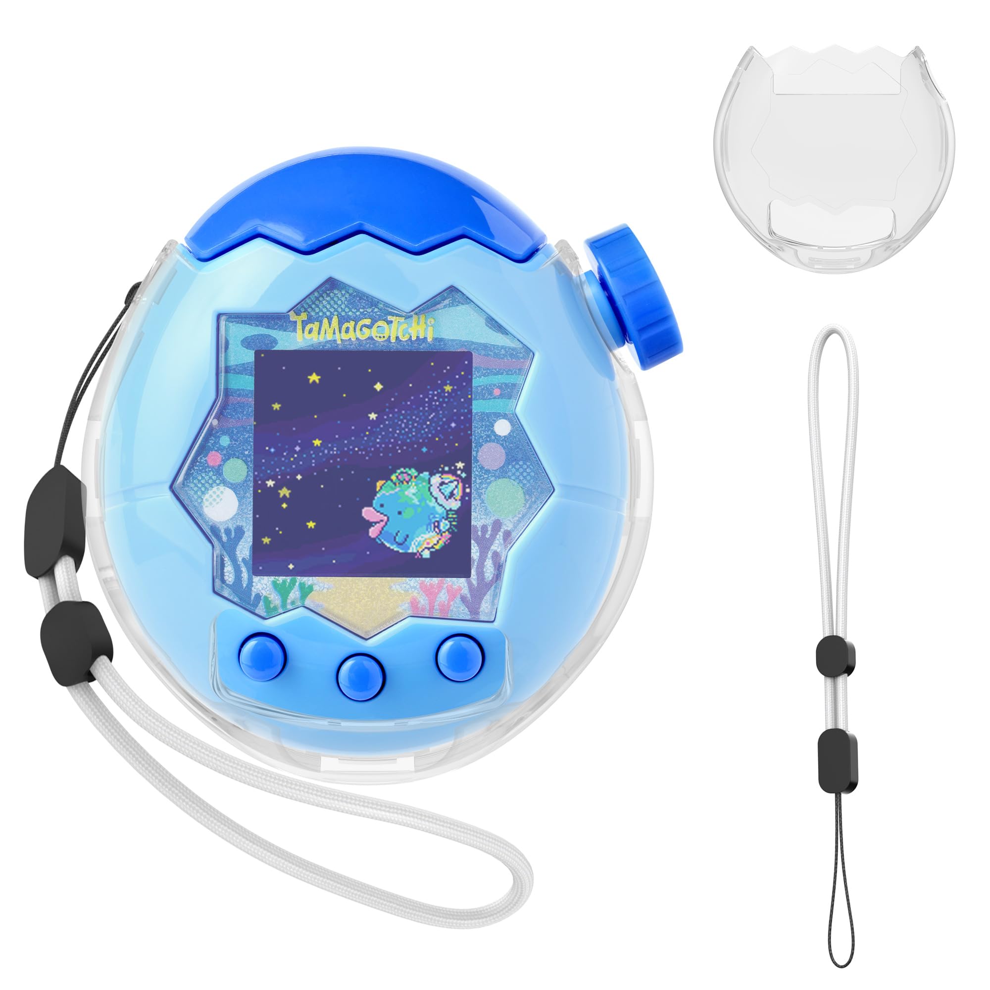 SGHLDE for Tamagotchi Paradise Clear Case with Lanyard, Body and Screen Guard for Tamagotchi Paradise Accessories,Transparent Hard Display Box Ideal for DIY Fans and Collectors (No Device/Film)
