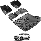 3W Floor Mats & Cargo Liner Fit 2022-2025 2026 Jeep Grand Cherokee(Non L or WK) Carpets for 1st Rows Black Mats Custom Fit for Grand Cherokee, 6PCS