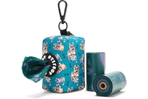 ATIFBOP Dog Poop Bag Dispenser with 30 Bags, Pet Waste Bag Holder Fit All Dog Leashes, Soft and Big Capacity Doggy Bags Refill Carrier (Green)