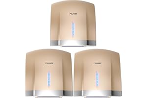 POLASEN Hand Dryers for Bathrooms Wall Mount 3 Pack Gold Efficient Warm Cold Wind Blower Quick Drying for Commercial Industry Restrooms