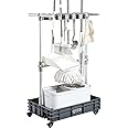 QTJH Broom mop holder cleaning supplies organizer janitorial carts on wheels housekeeping station storage tools for garage, garden, closet, cabinet.