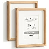 FLYJOE 8x10 Picture Frame Set of 2, USA-Sourced Oak Wood Photo Frame with Tempered Glass, Handcrafted Rounded Corner 8 x 10 Wooden Frame Matted to 5x7 Photos, Wall or Tabletop Display
