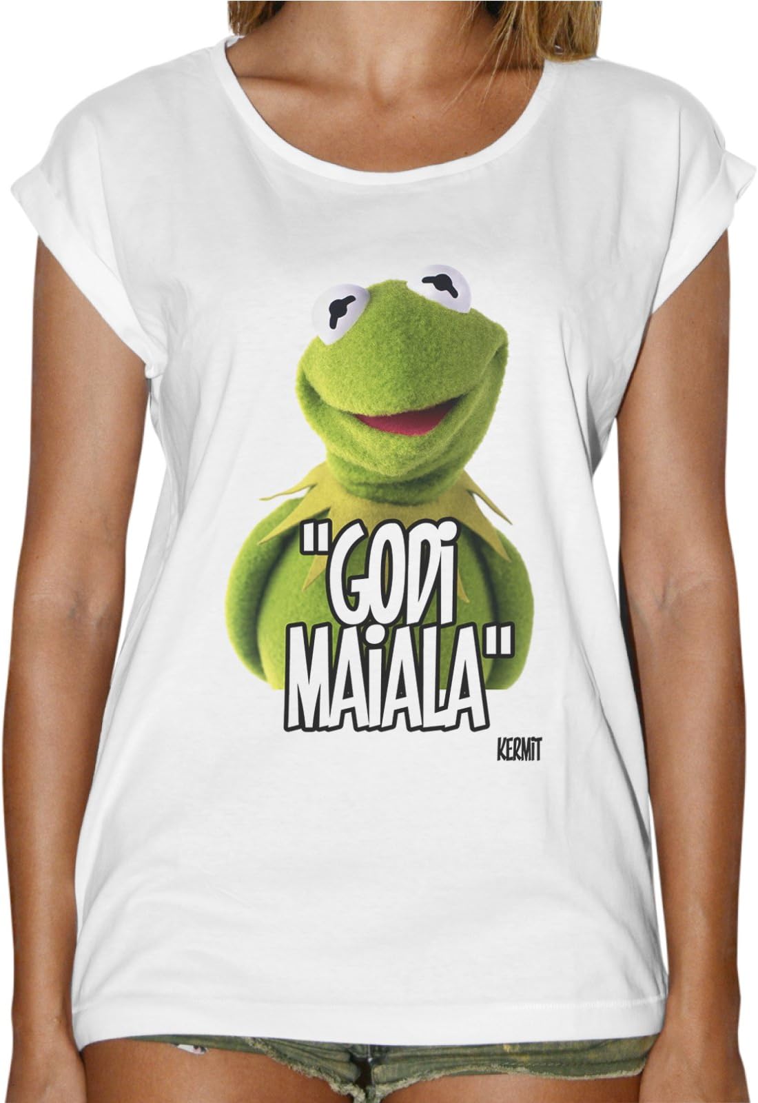 Fashion Women's T-Shirt Kermit The Frog Sentence Fun Enjoy maiala. – White