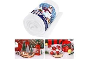 Yonsya Artificial Snow Blanket Roll, Thick Xmas Fluffy Snow Cover, Winter Fake White Cotton Snow Blanket Table Runner for Christmas Village Tree Decoration (1, White Without Light)
