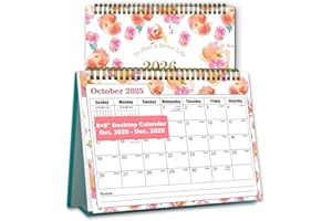 YMUMUDA Small Desk Calendar 2026 - Standing 2026 Desk Calendar, Oct.2025 to Dec.2026, 8" x 6", Monthly Flip Desktop Calendar with To Do List, Your Personal Desk Planner with Pocket for Work Home Office