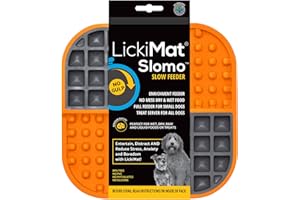 LickiMat Slomo, Dog Slow Feeders Lick Mat, Boredom Anxiety Reducer; Perfect for Food, Treats, Yogurt, or Peanut Butter. Fun Alternative to a Slow Feed Dog Bowl, Orange