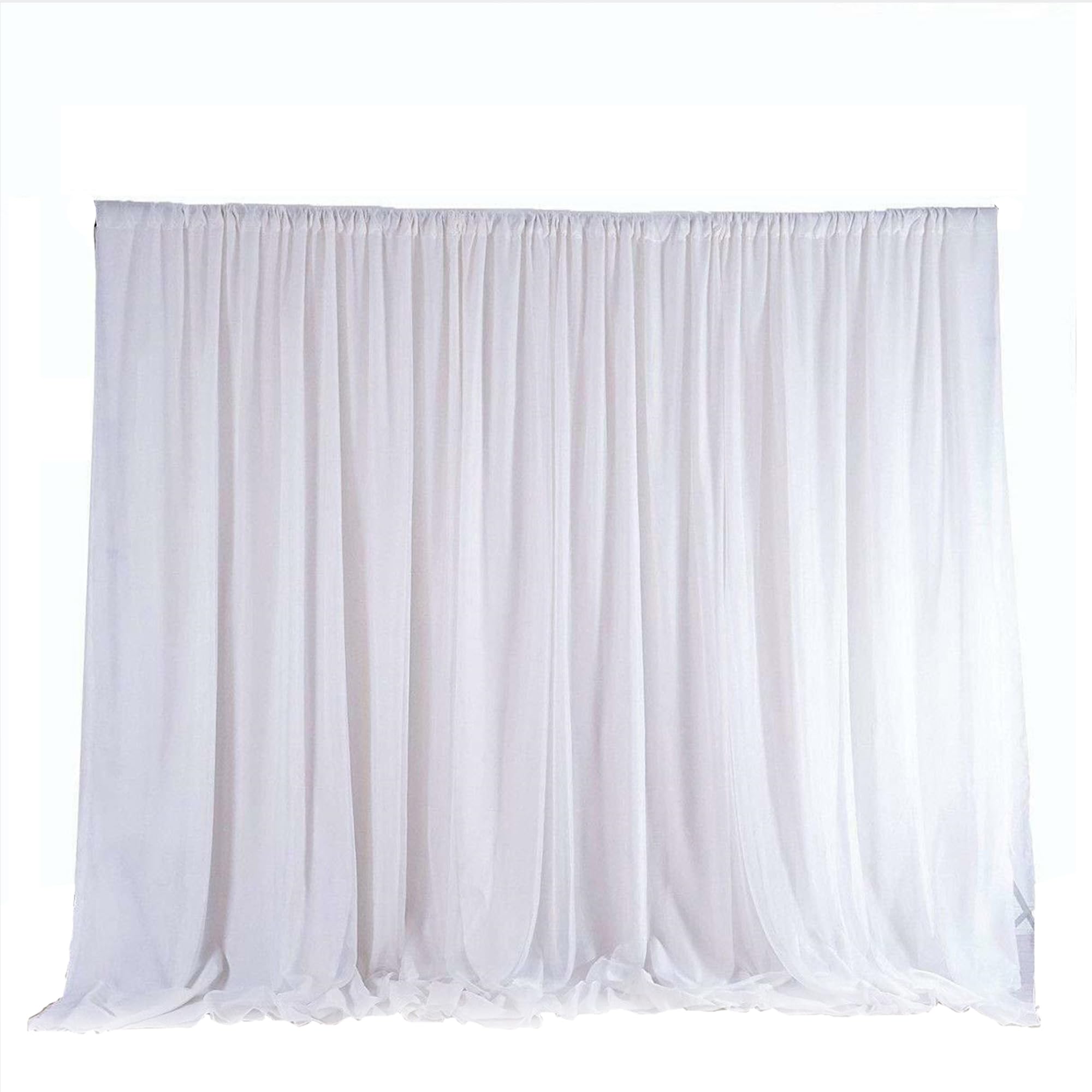 Trimming Shop 3x6m White Ice Silk Backdrop Curtain 100GSM Smooth Pleated Drapes with Rod Pocket, Washable Photography Backdrop for Weddings, Parties, Events & Stage Decor