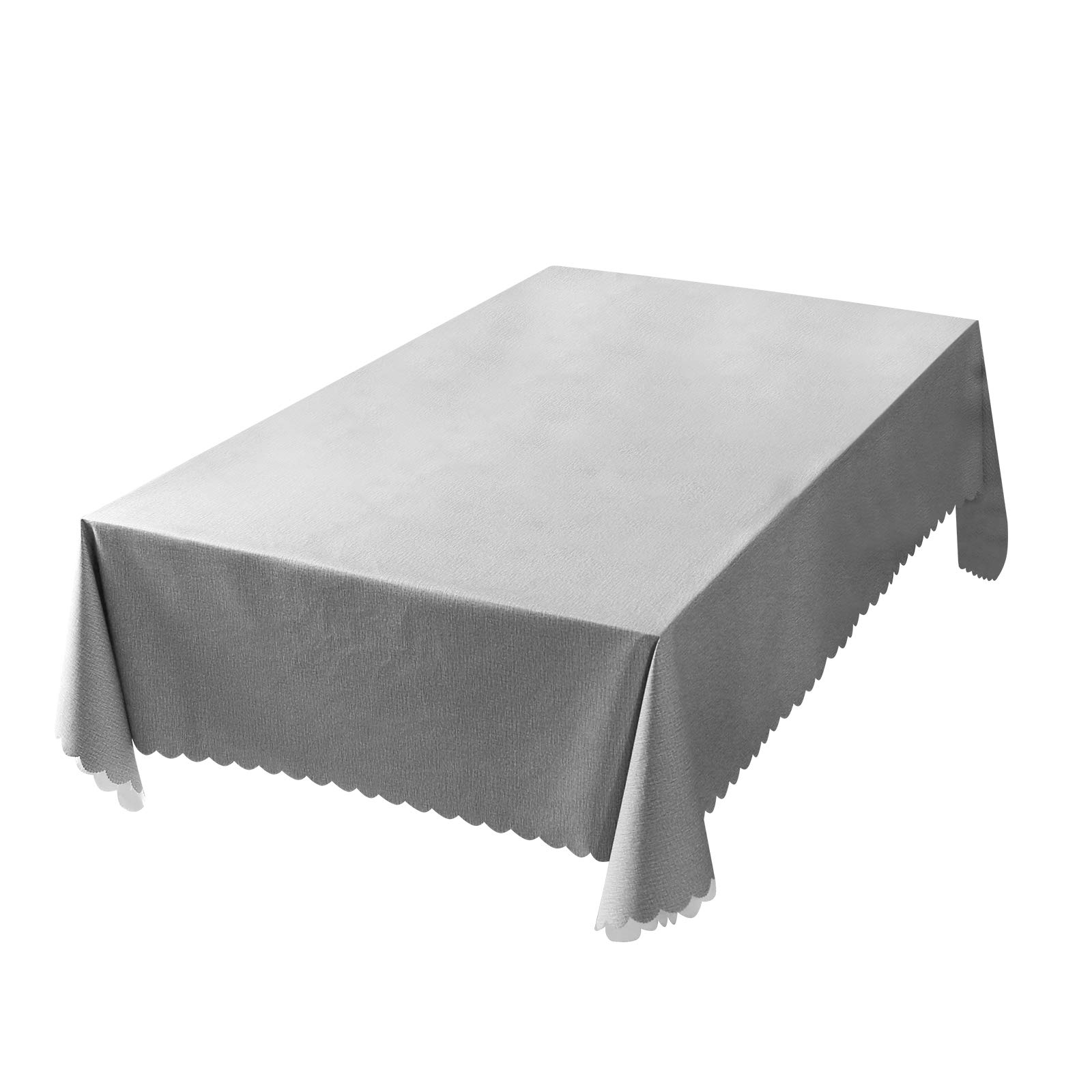 rismart Waterproof Tablecloth Rectangle PVC Table Cloth for Dining Room Kitchen 140 x 220 cm Grey