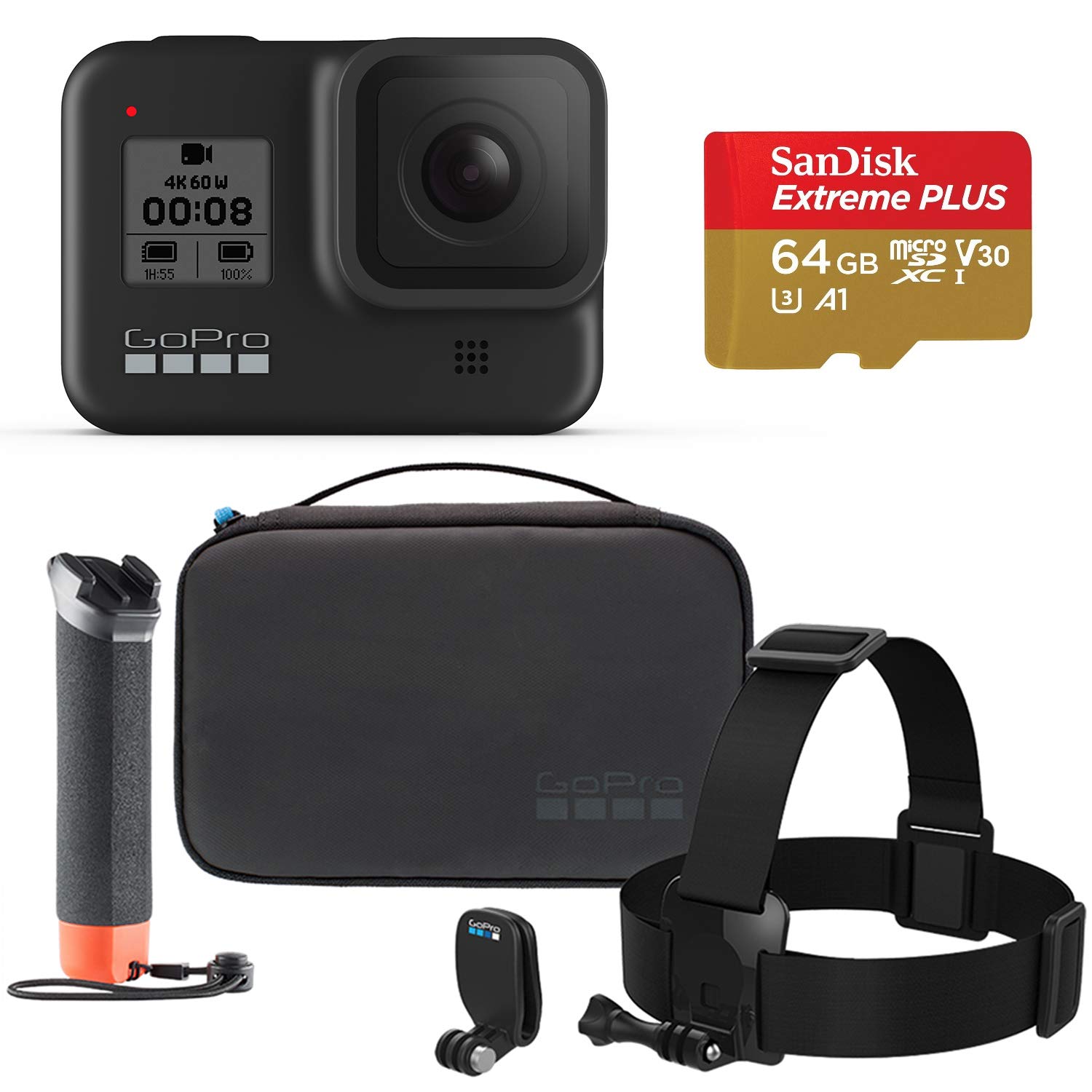 Sandisk 32gb U3 Video Memory Card GoPro Hero8 Black Action Camera with Accessory Bundle GoPro