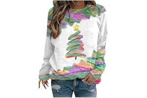 Hinvhai Christmas Sweatshirt for Women Fashion Casual Crew Neck Printed Pullover Tops Fall Loose Comfy Long Sleeve Shirts