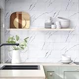 Hode Marble White Self Adhesive Tile Stickers 12 pcs 15x30 cm Glossy view 4