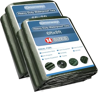 Onarway Tarpaulin Waterproof Heavy Duty 2m x 2m 105GSM Tarp Sheet