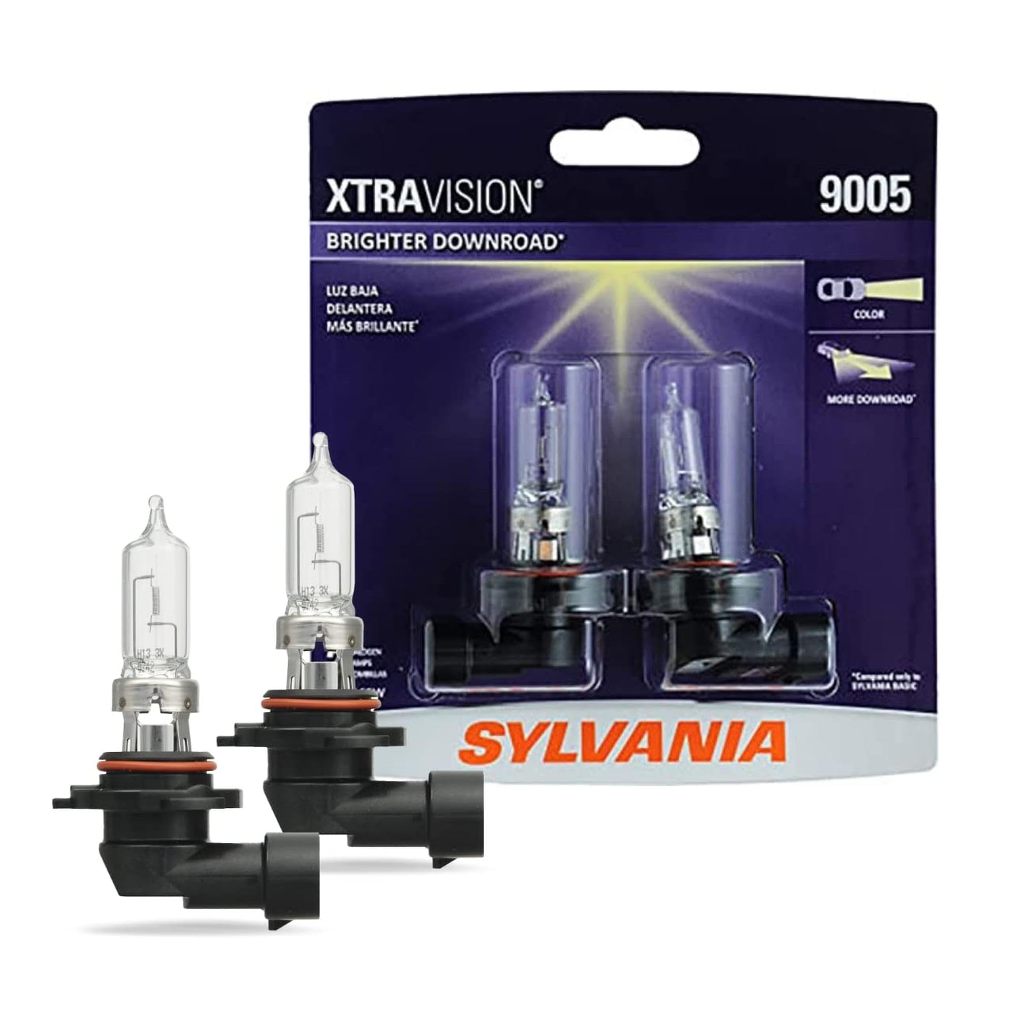 Photo 1 of SYLVANIA - 9005 XtraVision Halogen Headlight Bulb - High-Performance Car Headlight - Halogen Light with No Glare - For Automotive - 2 Bulbs