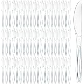 100 Clear Plastic Knives | Heavy Duty Plastic Silverware Knives | Fancy Plastic Cutlery | Elegant Disposable Knives Pack | Bu