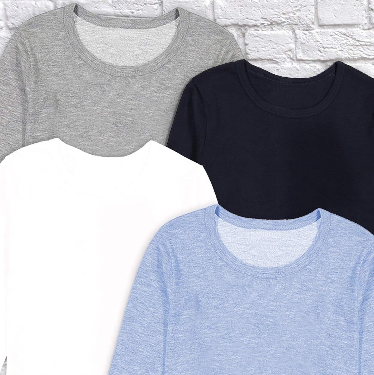 Brix Baby Toddler Boys' Long Sleeve - 4-Pack Cotton Tagless Tee Shirts.: Clothing