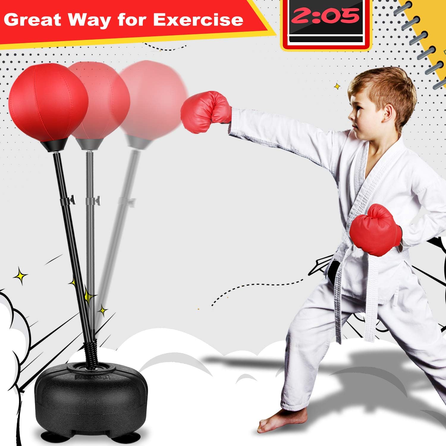 Rovtop Kids Punching Bag for Kids - Boxing Set with Thicker PVC Punching Bag, Adjustable Stand with Stronger Spring, and Boxing Gloves, Toys Gifts for Age 4 5 6 7 8 and Up Years Old Boys Girls : Sports & Outdoors