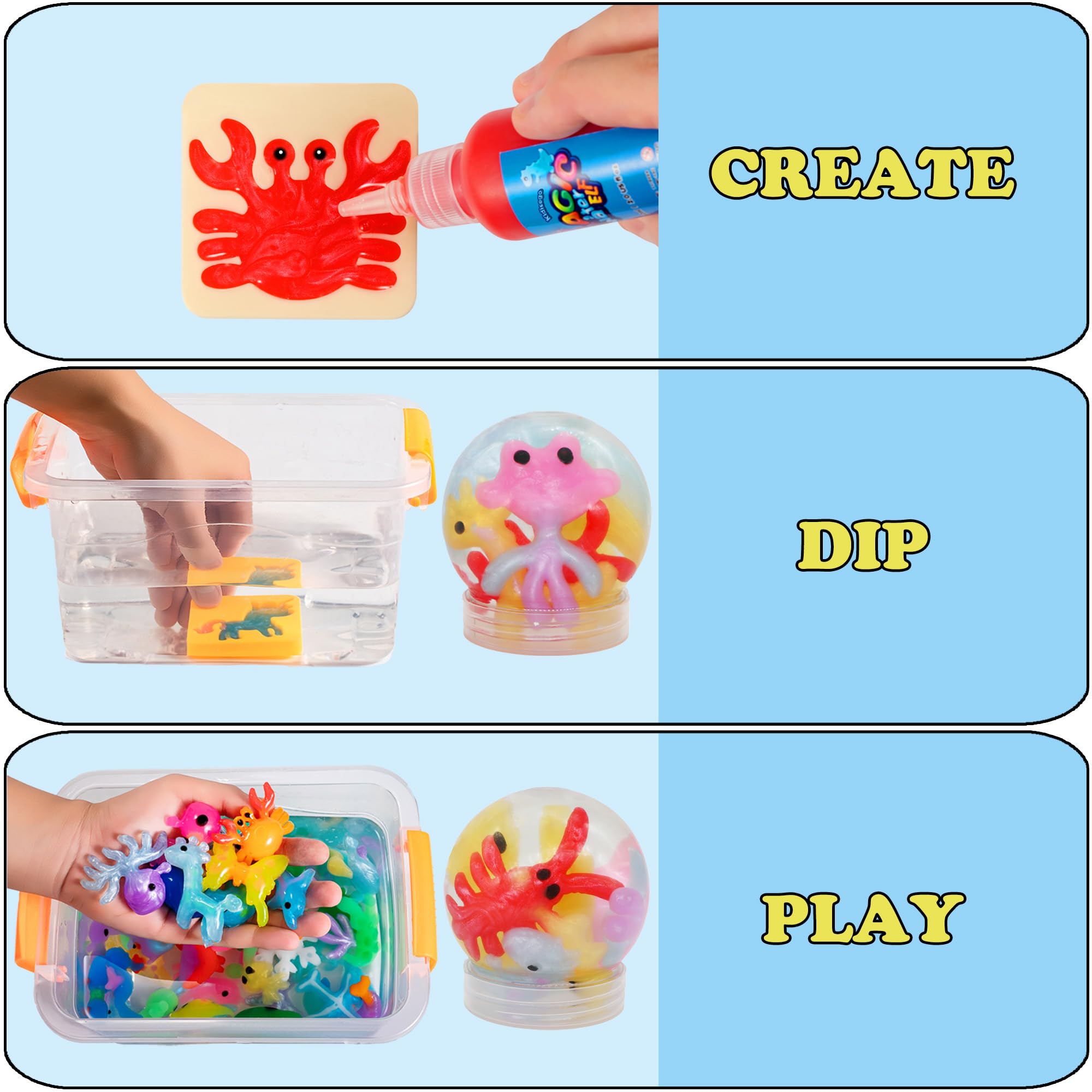 Kidisego Aqua Fairy Water Gel Kit for Kids, Magic Water Elf Toy Kit with 20 Colors Magic Gel, Aqua Fairy kit with 24 Shape Molds, Crate Your Own Magic Elf Kits Water Pets Craft Kits for Kids