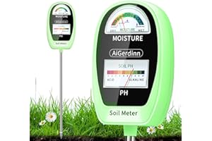 AiGerdinn 2-in-1 Soil Test Kit, Soil Moisture Meter, Soil pH Tester-Dual Dial-Simultaneously-Display Results-Soil pH Meter, Moisture Meter for House Plants,Lawn,Garden,Farm Indoor&Outdoor-FreshGreen
