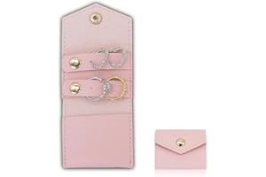 AfitLulu Mini Travel Jewelry Roll Bag with Buckle, Foldable Multifunctional Mini Travel Jewelry Case, Small Jewelry Bags Storing Rings, Necklaces, Earrings (Pink)