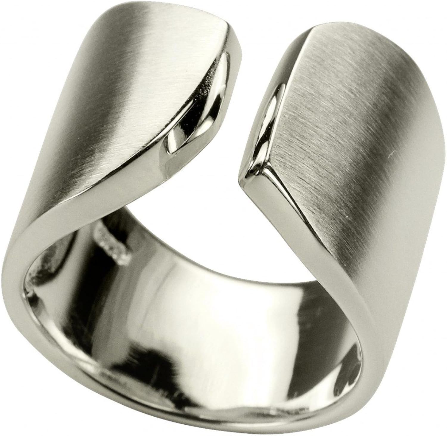 Produktbild von Breiter Damenring Diagonal - 925 Sterling Silber - Spiral Ring Offen