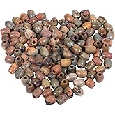 TUMBEELLUWA Stone Bead for Jewelry Making, Healing Crystal Large Hole Oval Shape Loose Beads Pack of 15, Picasso Jasper
