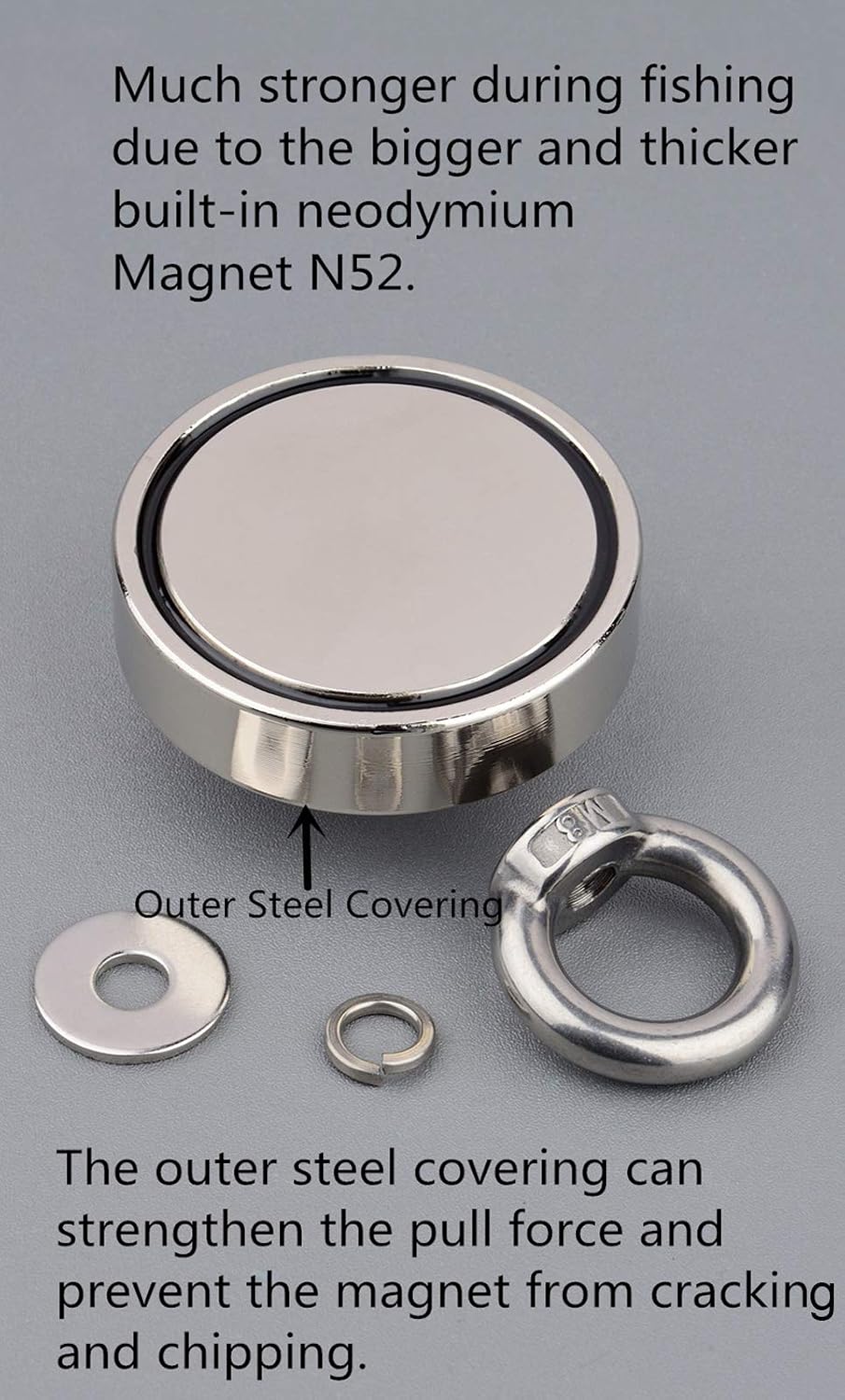 Mutuactor Fishing Magnets 180KG Pull Force,Strong Retrieval Magnet N52 Neodymium Magnets with 20m(66Feet) Durable Rope,Powerful Magnets for Fishing and Magnetic Recovery Salvage … - Image 4