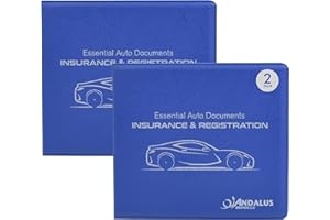 ANDALUS BRANDS Andalus Auto Registration & Insurance Card Holder Pack of 2, Waterproof Essential Car Registration Holder with Hook & Velcro Closure, Perfect for Every Vehicles Glove Boxes (Blue - 5 1/8" x 4 5/8")