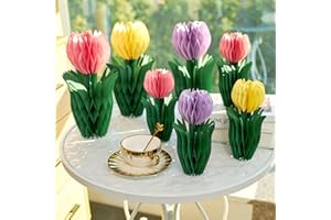 PAPER JAZZ Tulip Paper Flower Centerpieces for Table Spring Party Decorations for Table Pastel Tulip Honeycomb Mothers Day De