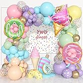 Pastel Donut Balloon Arch Garland Kit, 162pcs Donut Two Sweet One Birthday Party Supplies Girl Pastel Sprinkle Confetti Candy Ice Cream Foil Balloons for First Birthday Party Baby Shower Decorations