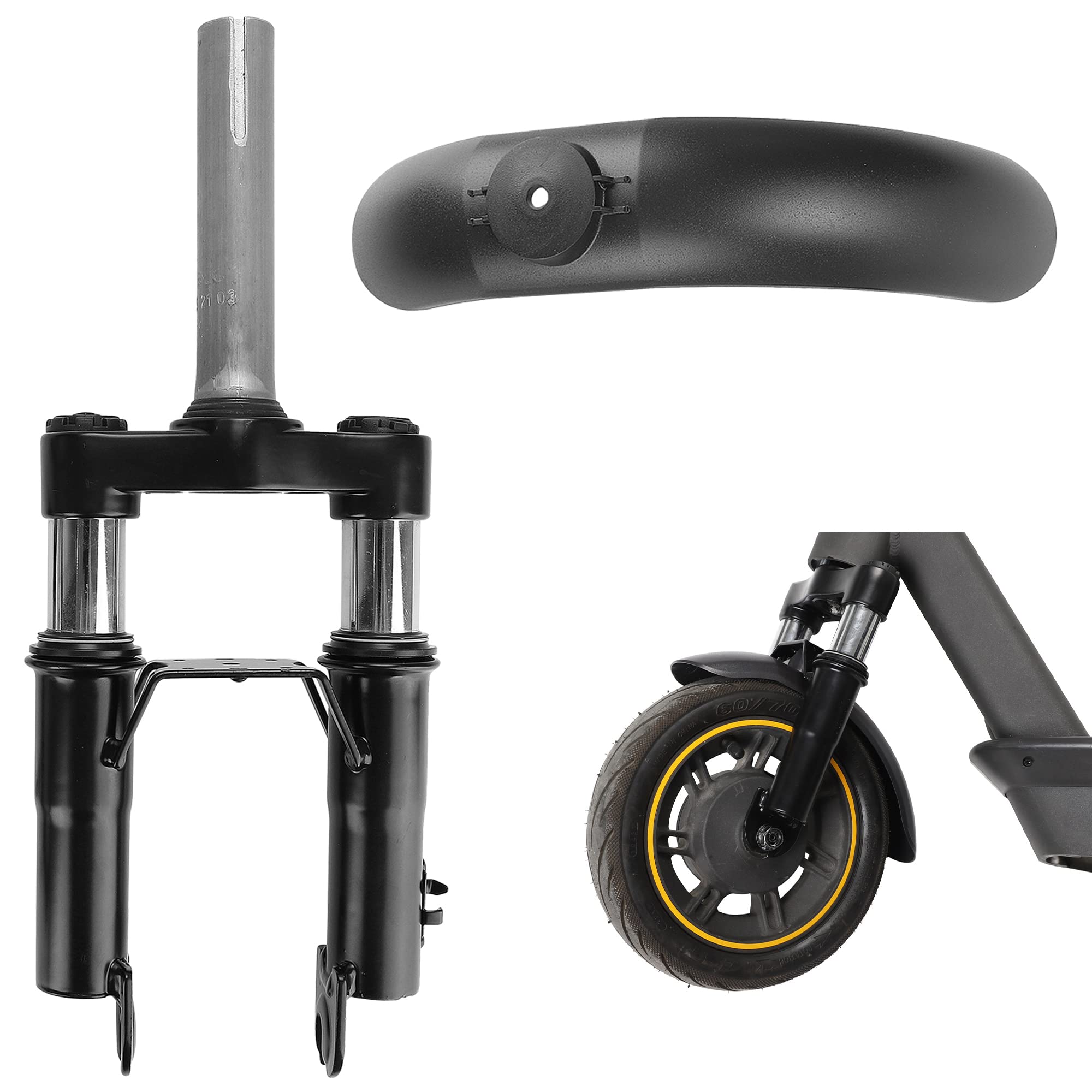 HYGJ TMOM Front Suspension Shock Absorber for Xiaomi M365/Pro/Pro 2/1S Electric Scooter Fork Suspension Kit + Front Mudguard + Foot Holder Accessory