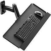 Keyboard Tray Wall Mount,Sit-Stand 26 Inch Keyboard and Mouse Stand,Black | Height Adjustable Typing Platform,360 Degree Rotation, Holds up to 19.8 lbs