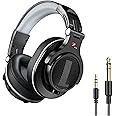 Prosonic DJ2G Over Ear Headphone, Wired Bass Headset with 40mm Driver, Foldable Lightweight Headphones with Shareport and Mic for Recording Monitoring Mixing Podcast Guitar PC TV (Black Grey)