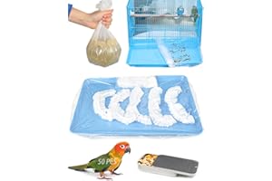 Niwaes 50 Pcs Large Disposable Bird Cage Liners, 34'' X 22'' Plastic Parakeet Cage Liner Bag Birds Cage Tray Liners Universal Film Bird Cage Accessories for Finches Canaries Cockatiels Birdcage