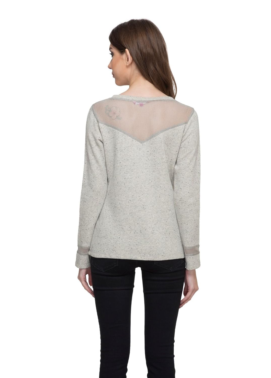 marie claire grey melange embroidered sweatshirt (mc10262a)