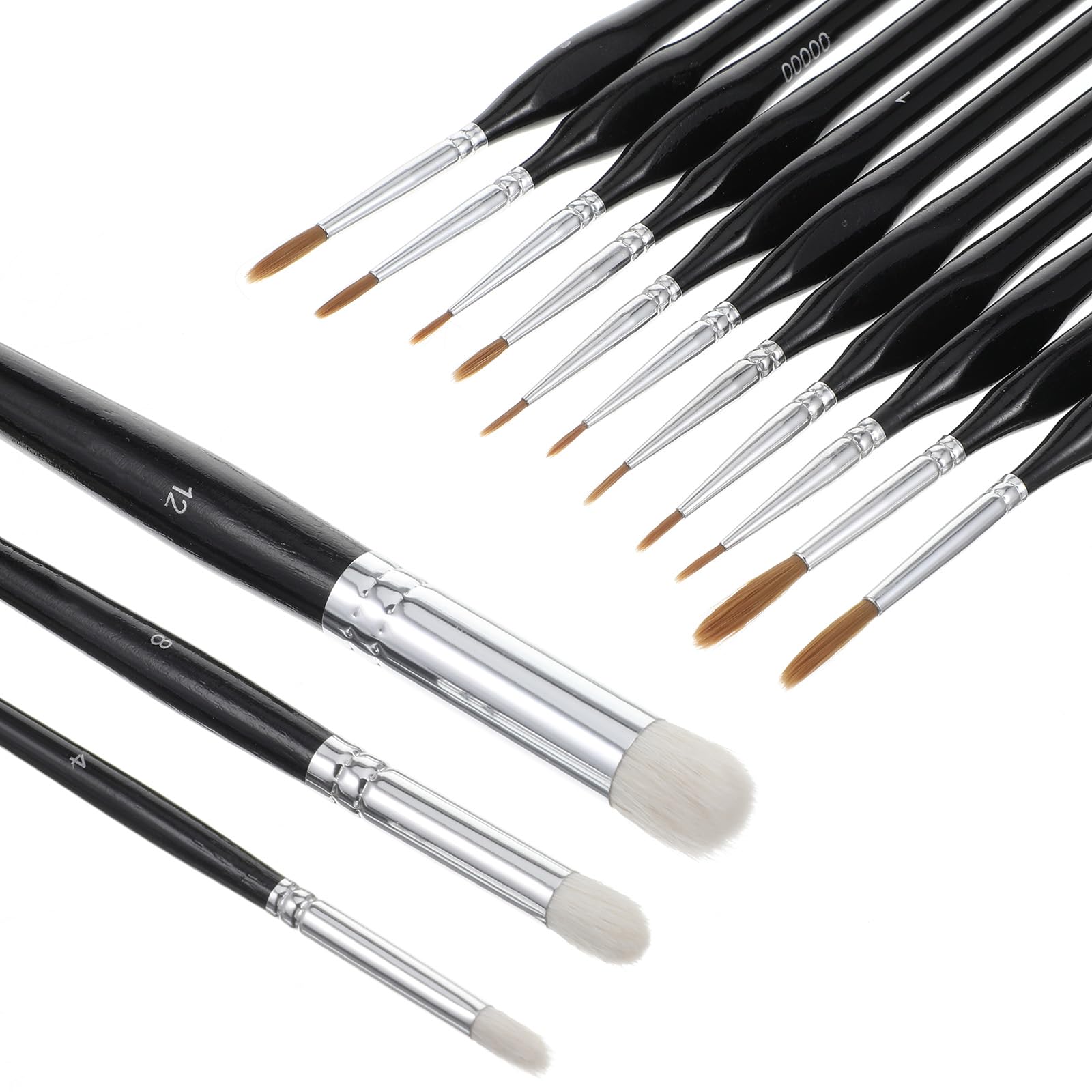 Photo 1 of 14 Piece Kolinsky Sable Miniature Paint Brushes for Fine Detailing, Small Fine Detail Brushes Micro Detail Brush Set Drybrush for Acrylic Painting, Model Painting, Ergonomic Design, Black