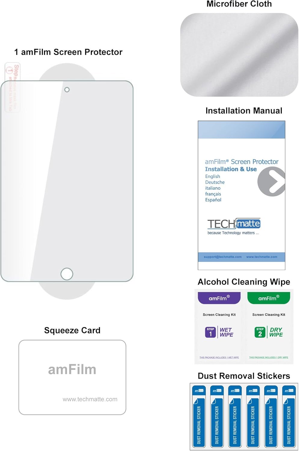 amFilm Glass Screen Protector for iPad Mini 5 (2019) and iPad Mini 4, Tempered Glass: Computers & Accessories