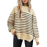 Scapodo Women's Batwing Sweater Oversized Knit Pullover with Side Slits Fall Casual Crewneck Top for Fashion Outfits