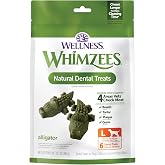 Whimzees Wellness Alligator Natural Dog Dental Treat, Chews, Freshens Breath, Large Size, 12.7 oz Bag, 6 Count