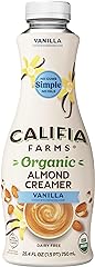 Califia Farms - Organic Vanilla Almond Milk Coffee Creamer, 25.4 Oz, Dairy Free, Plant Based, Vegan, Gluten Free, Non GMO, Al