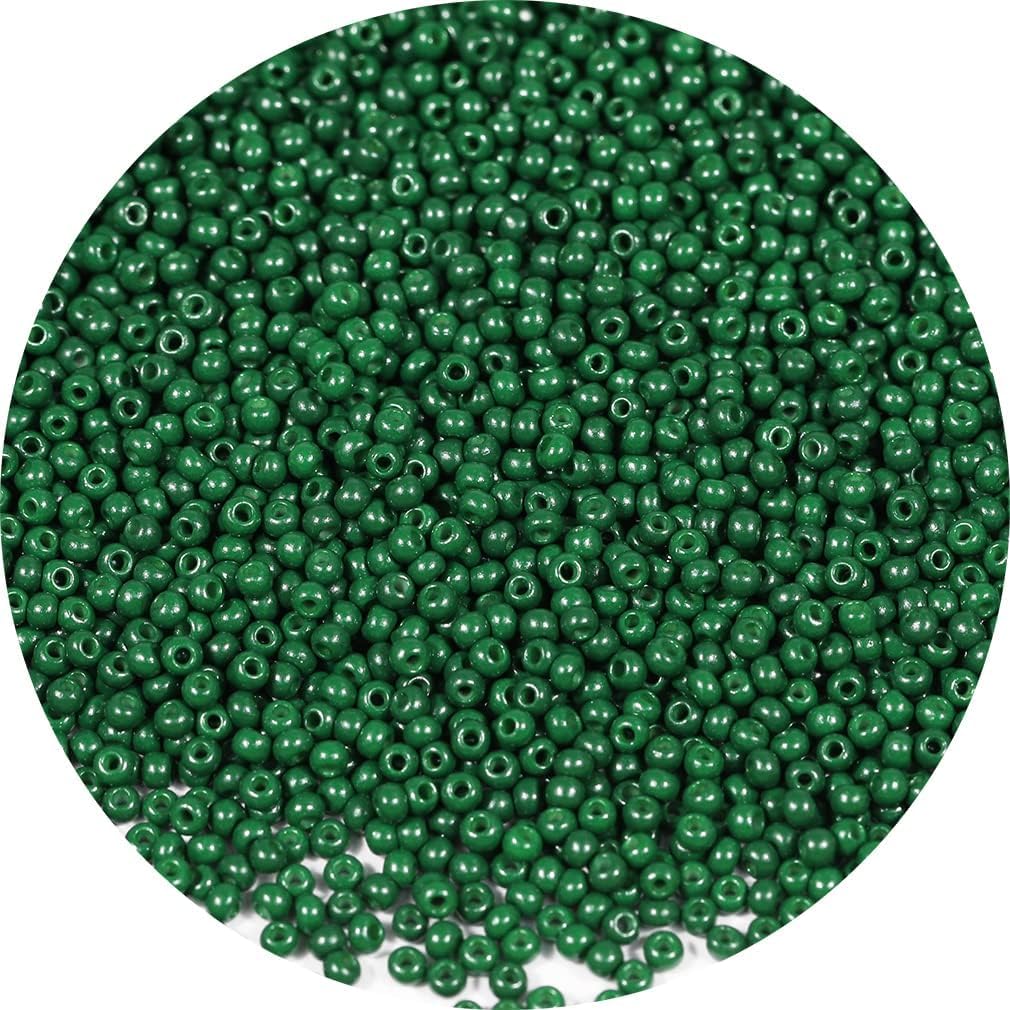 Bala&Fillic Size 3mm Blackish Green Color Seed Beads 4000pcs/100 Grams, 8/0 Round Glass Craft Beads for Making Jewelry Earring Bracelets Necklace