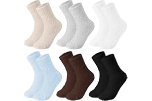 6 Pairs Women Fuzzy Socks Winter Cozy Home Socks Fluffy Slipper Soft Sleep Plush Sock (Size 5-10)