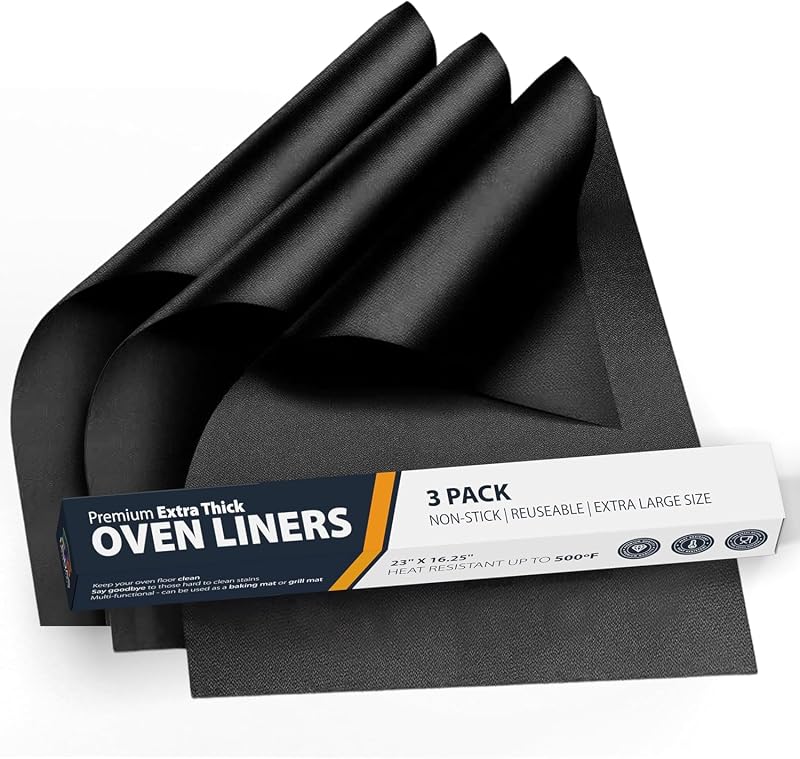 Linda's Essentials Extra Large Oven Liners 3 Pack 58.4 x 41.3 cm Black
