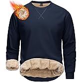 MAGCOMSEN Men's Crewneck Sweatshirt Sherpa Lined Casual Fleece Pullover Thermal Winter Warm Heavyweight Cotton SweatShirts