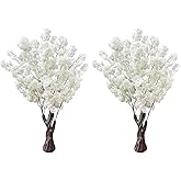 Artificial Cherry Blossom Tree, 4.3FT 2 Pack White Faux Cherry Blossom Tree for Home, Wedding & Party Decoration, Indoor & Outdoor