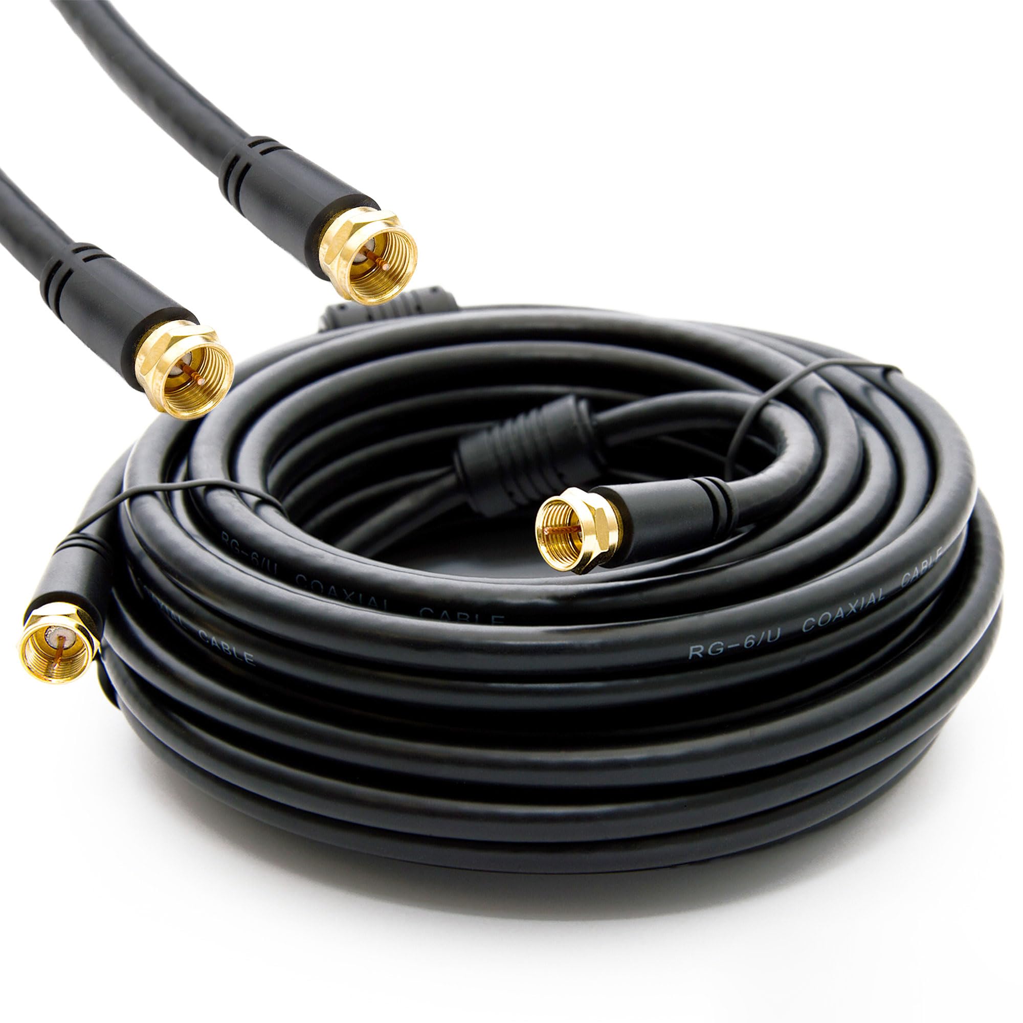 PremiumX BASIC-LINE SAT TV Aerial Coax Cable, F-Connection Coaxial Cable with Sheath Current Filter, HDTV 4K Black 7.5 m