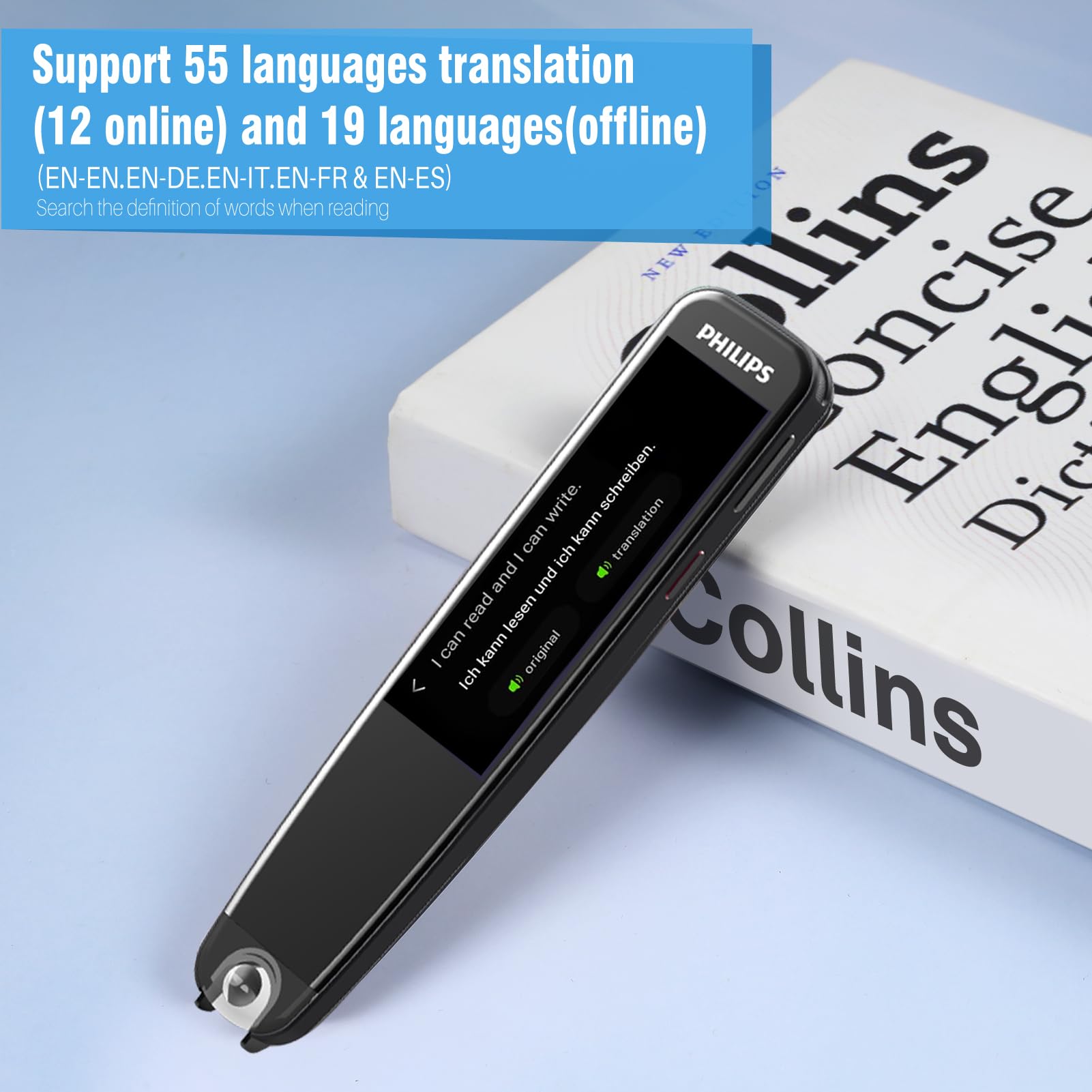 Glipazap Translator Pen, Reading Pen for Dyslexia, Pen Scanner Text to Speech Device, Scan Reader Pen OCR Digital Pen Reader, Wireless Translation Pen Scanner for Business Students Adults, VTR7300
