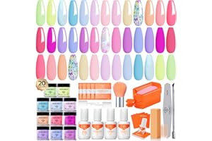 Modelones Dip Powder Nail Kit Starter, 20 Colors Pink Purple Blue Dipping Powder Liquid Set Base&Top Activator for French Nail Art Salon DIY Kit