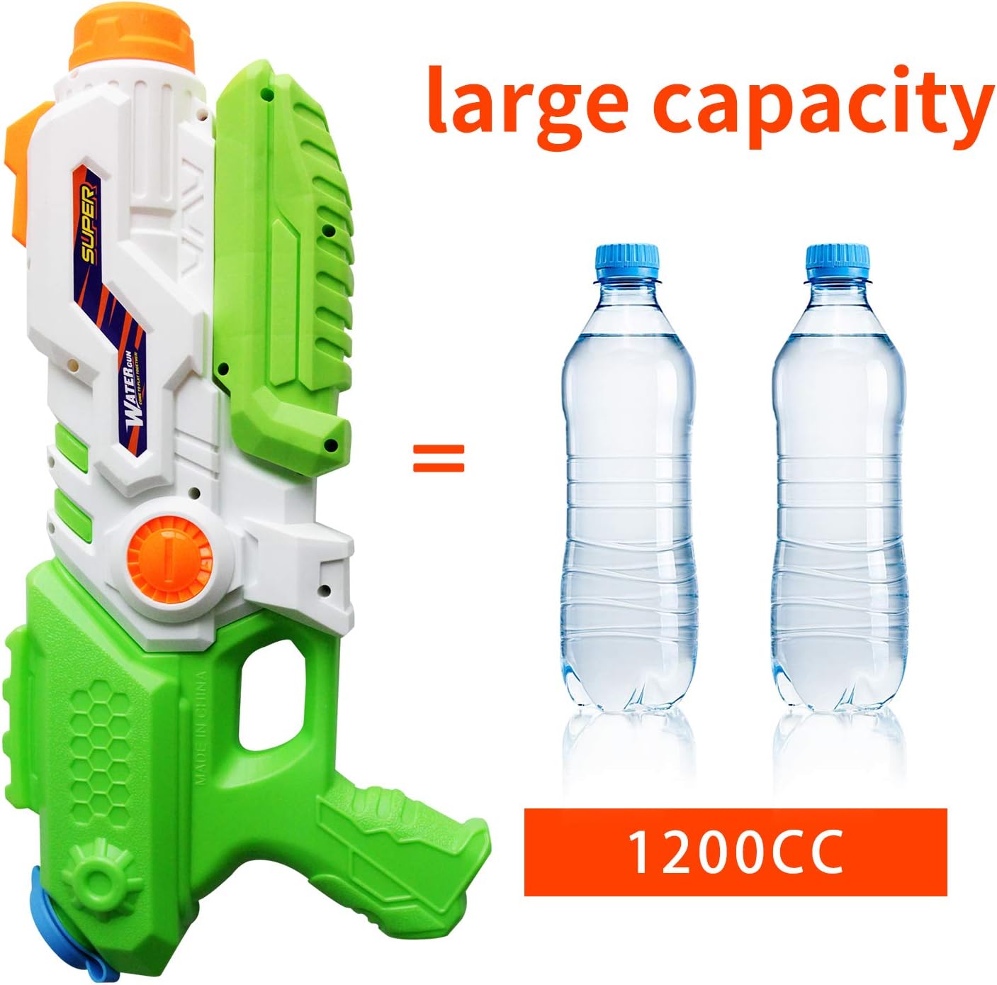 ToyerBee Water Gun, 2 Pack Squirt Guns for Kids, 1200CC High Capacity& 35 Feet Long Shooting Range Water Blasters, Water Toys for Kids& Adult: Toys & Games