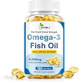 Omega-3 Fish Oil Supplements 4200mg, Burpless Mini Softgels, Wild-Caught | Triple Strength, High Purity EPA &amp; DHA for Brain, Heart &amp; Eye Health, Non-GMO, Third-Party Tested | 150 Softgels